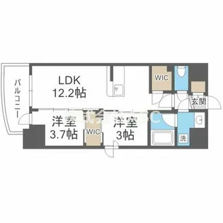 セレニテフラン難波【10階】の間取り