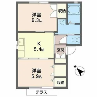 ハイツ片島【1階】の間取り