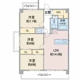 CREA KAMIYASHIRO【3階】の間取り