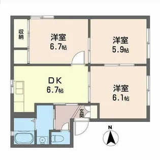 シャーメゾンくすの木【0105号室】の間取り