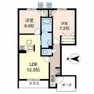 グランシャリオ瑠璃【0103号室】の間取り