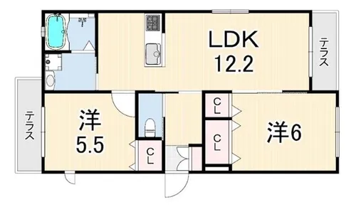 シーサイドヴィラ浜甲子園【1階】の間取り