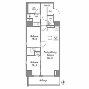 JP noie 上町台龍造寺【2階】の間取り
