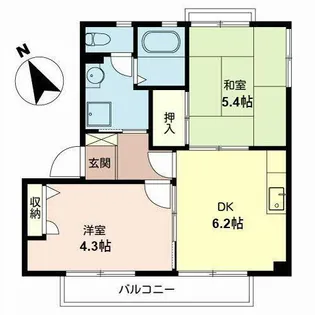 ハイツ クランデス【0201号室】の間取り