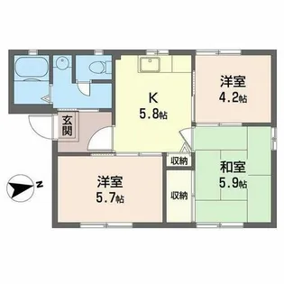 メゾン・ヴィルヌーブ【0102号室】の間取り