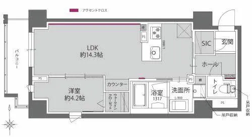 プラシーデンス淡路町【0802号室】の間取り