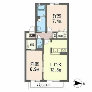ビレッジ若草【0203号室】の間取り