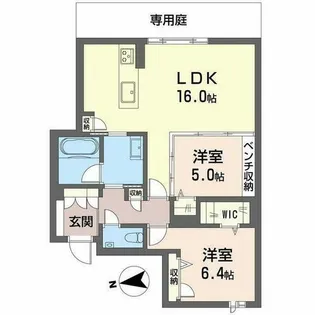 城山 ODAZEN【0102号室】の間取り