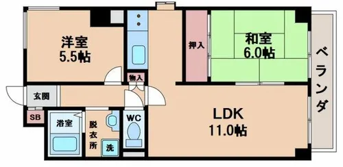ラ・ヴィーア米田【4階】の間取り