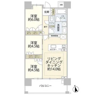 オープンレジデンシアナゴヤドーム前矢田(0005514)【4階】の間取り