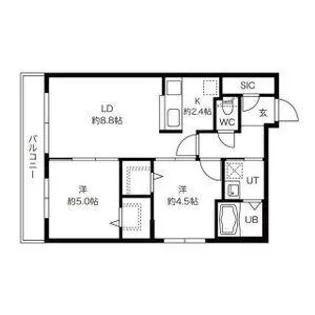 ヒューガ大通スイート【4階】の間取り