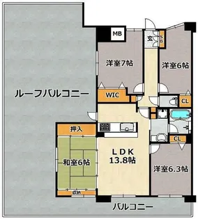 コスモシティ兵庫駅前【1303号室】の間取り