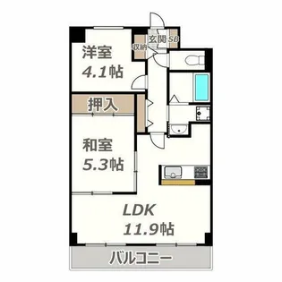 セザール美章園【2階】の間取り