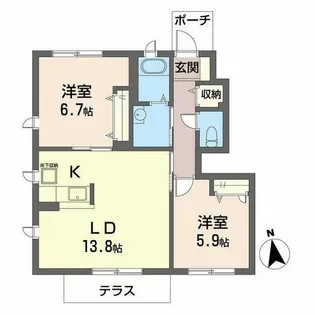 シャーメゾンロイヤルヒルズII【0102号室】の間取り