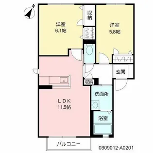 シャーメゾン ハックベリー A棟【2階】の間取り