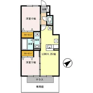 ヴィルヌーブ D棟【1階】の間取り