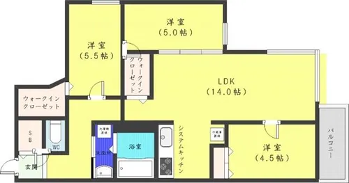 GLASS山鼻EAST【5階】の間取り