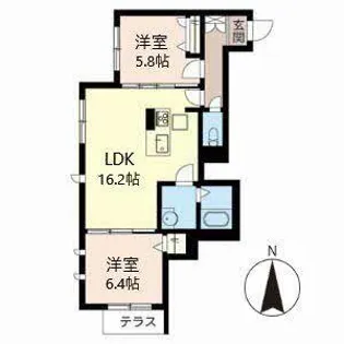 エクラージュ 沙羅【0102号室】の間取り