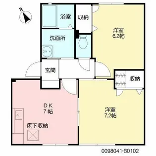 ドミール2004 B棟【B0102号室】の間取り