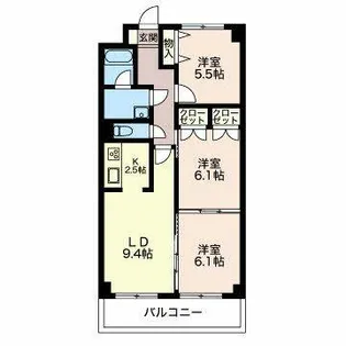 グローブハイツ丘上【0502号室】の間取り