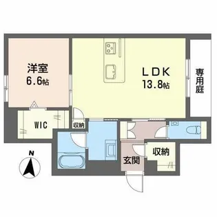 エクラージェ アサヒ【0101号室】の間取り