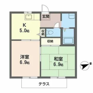ドミール美園【0102号室】の間取り