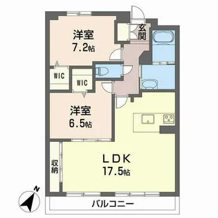 メゾンベール六甲山手【0202号室】の間取り