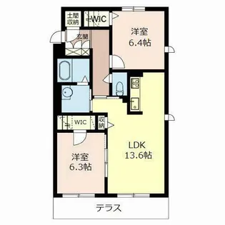 コモド夙川【0101号室】の間取り
