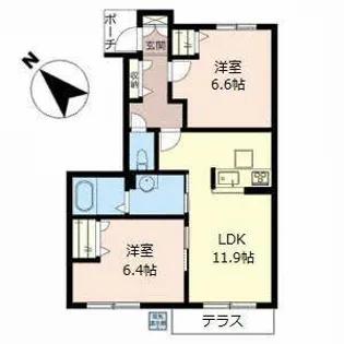 ビューテラス【0102号室】の間取り
