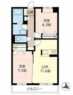 シャーメゾン昆陽南【0302号室】の間取り