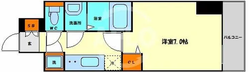 ファーストフィオーレ谷町六丁目フェリシア【5階】の間取り