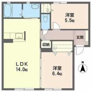 コンフォート東福寺A・C【1階】の間取り