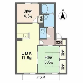 グランブルーB【B102号室】の間取り