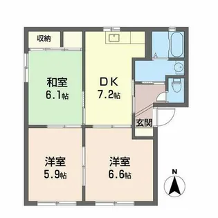 エクセレンス六十谷【0103号室】の間取り
