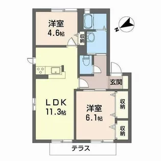 パークサイド しぎの【0102号室】の間取り