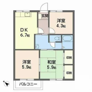 ガーデンハイツ緑ケ丘C,D【2階】の間取り