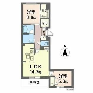 シャーメゾン ウィステリア【1階】の間取り