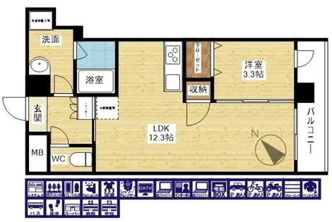 1LDKの間取り画像