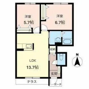 コンフォート東福寺B【0103号室】の間取り