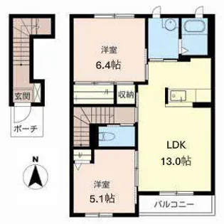 オーク ヴィレッジD【D202号室】の間取り
