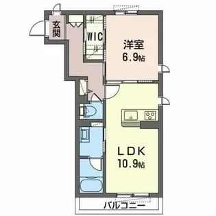 シャーメゾン リュエル八戸ノ里【0201号室】の間取り