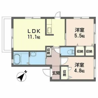 パレスデュオ・照(テラス)【0203号室】の間取り