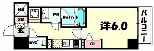 エスティライフ三宮東【8階】の間取り
