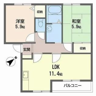ウォームフロント岡田【0205号室】の間取り
