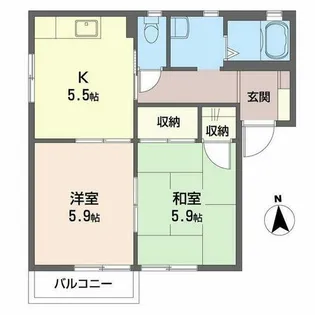 ウイングA・B【2階】の間取り