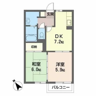 クレール 高師浜【0202号室】の間取り