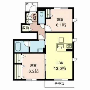 サニーパレス宮ヶ原【0101号室】の間取り