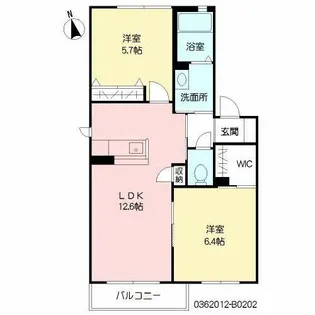 シャーメゾンなるみず B棟【B0202号室】の間取り