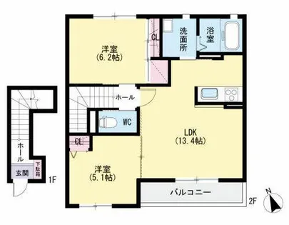 エクラージュ II棟【B0202号室】の間取り