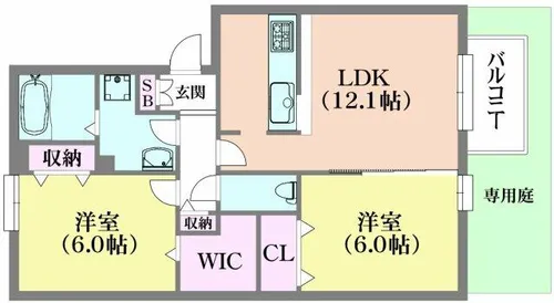 ラ・ヴェール鈴蘭【1階】の間取り